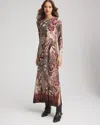 Chico's Patchwork Boatneck Column Maxi Dress In Gray In Multi