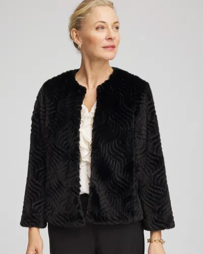 Chico's Pattern Fur Jacket In Black