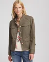 Chico's Peplum Field Jacket In Nettle Leaf