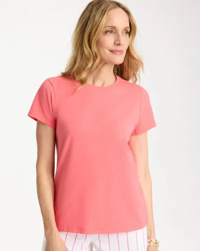 Chico's Perfect Crewneck Tee In Calypso Coral In Pink