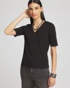 Chico's Perfect Elbow Sleeve Tee In Black Size 4/6 |  In Black