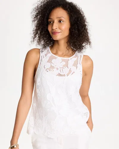 Chico's Petal Lace Applique Tank In White