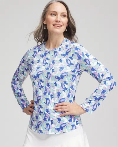 Chico's Petals Long Sleeved Top In Rich Cobalt Size 4/6 |  Zenergy Activewear