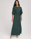 Chico's Petite Belted Flutter-sleeve Maxi Dress In Darkest Spruce In Green