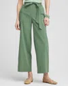 Chico's Belted Twill Utility Cropped Pants In Green Size 14 |  In Mineral Green