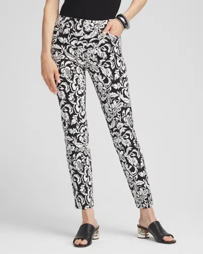 CHICO'S PETITE BRIGITTE BOUQUET ANKLE PANTS IN BLACK SIZE 16P/18P | CHICO'S