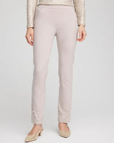 Chico's Petite Brigitte Faux Pearl Slim Ankle Pants In Helium Size 16p/18p |