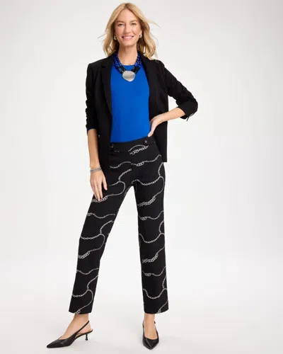 Chico's Petite Brigitte Gilded Tab Straight Pants In Black