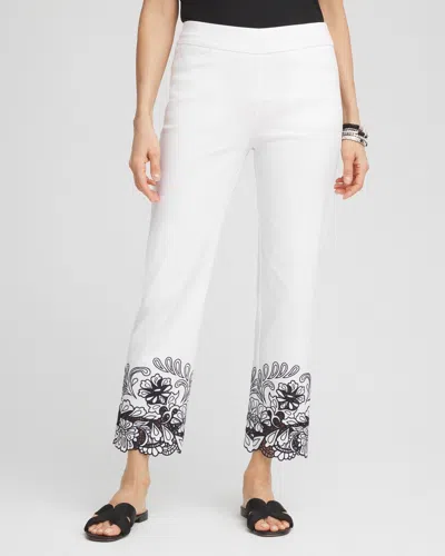 Chico's Petite Brigitte™ Lace Embroidered Cropped Pants In White Size 10p |  In Alabaster