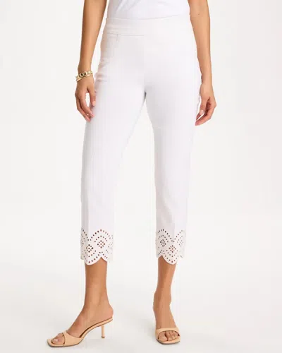 Chico's Petite Brigitte Slim Scalloped Ankle Pants In White