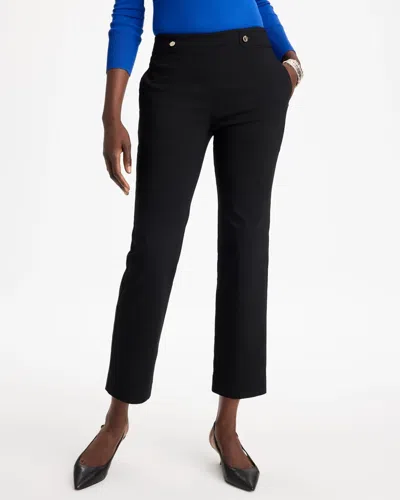 Chico's Petite Brigitte Tab Straight Ankle Pants In Black