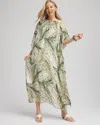 Chico's Petite Crinkle-chiffon Kaftan Dress In White In Sand