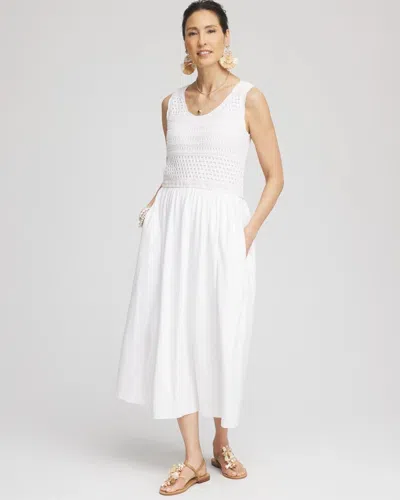 Chico's Petite Crochet-bodice Maxi Dress In White