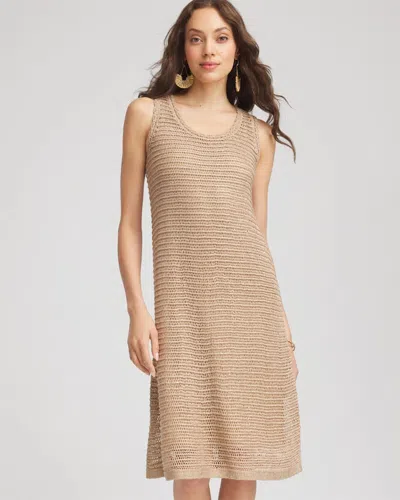 Chico's Petite Crochet-knit Sequins Tank Dress In Brown