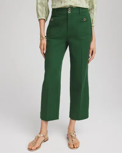 Chico's Petite Cropped Straight-leg Pants In Palm Leaf In Green