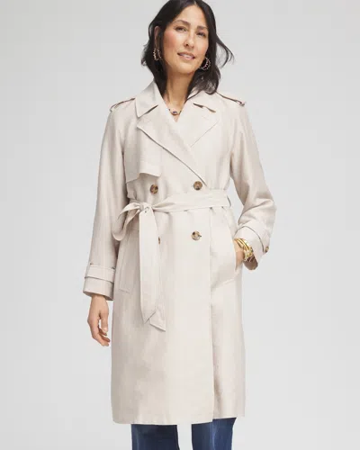 Chico's Petite Double-breasted Trench Coat In Neutral Size Small |  In Smokey Taupe