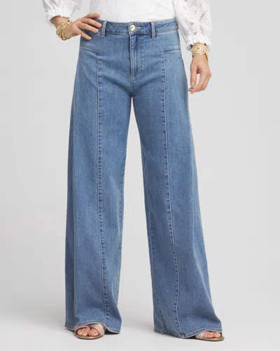 Chico's Petite Drape Wide-leg Jeans In Jane Indigo Size 12p/14p |  In Jane Indigo