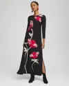 Chico's Petite Embellished Floral Maxi Dress In Black In Black