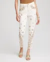 Chico's Petite Embellished Girlfriend Skinny Ankle Jeans In White In Gray