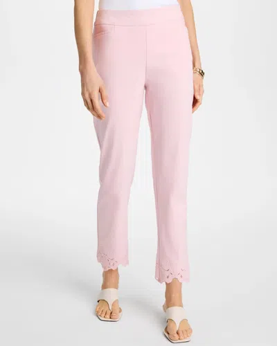 Chico's Petite Embroidered Brigitte Slim Crop Pants In Sweet Blossom