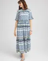 Chico's Petite Flutter-sleeved Maxi Dress In Blue Size 16p/18p |  In Seaport Blue