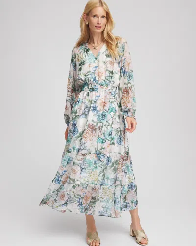 Chico's Petite Georgette Tie-front Maxi Dress In White In Sand