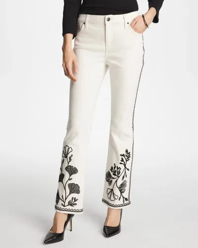 Chico's Petite Ginkgo Girlfriend Cropped Flared Jeans In White