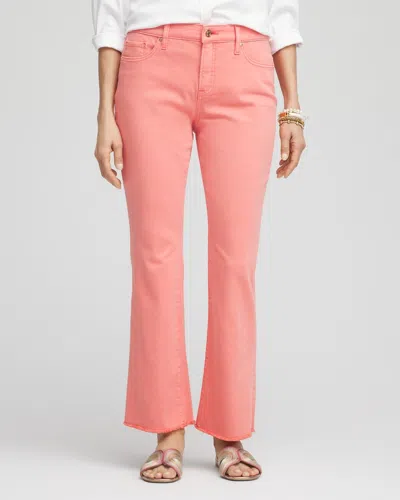 CHICO'S PETITE GIRLFRIEND FRAY HEM KICK FLARE JEANS IN ORANGE SIZE 18P | CHICO'S