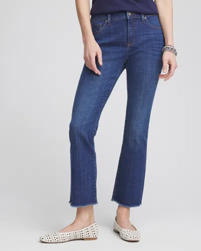 Chico's Petite Girlfriend Fray Hem Kick Flares In Carina Indigo Size 16p/18p |