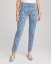 Chico's Petite Girlfriend Slim Ankle Flocked Jeans In Finflow Indigo