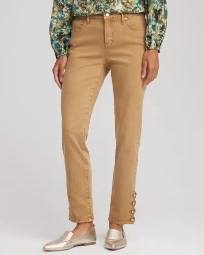 Chico's Petite Girlfriend Slim Ankle Jeans In Caramel Apple