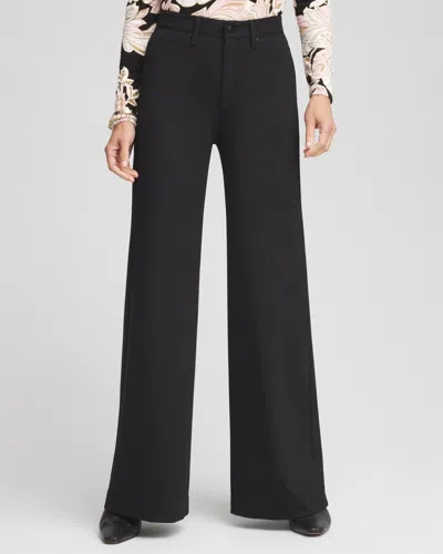 Chico's Petite High Rise Relaxed Straight Leg Ponte Pants In Black Size 12p/14p |