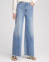 Chico's Petite High-rise Wide-leg Frayed Jeans In Farrah Indigo Size 6p |  In Farrah Indigo
