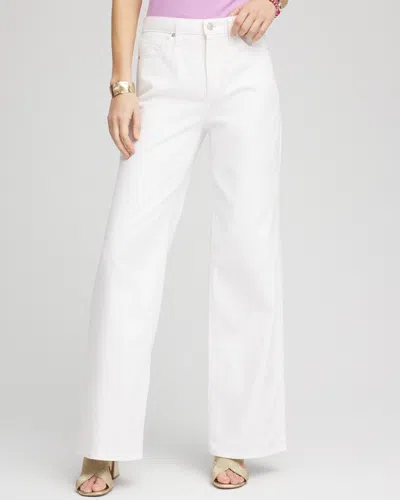 Chico's Petite High-rise Wide-leg Jeans In White Size 12p/14p |  In Alabaster