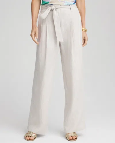 Chico's Petite Hollywood Waist Belted Linen Pants In Denim In Gray
