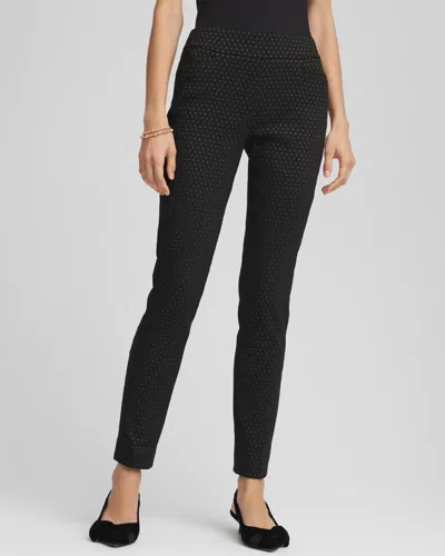 Chico's Petite Jacquard Brigitte Slim Ankle Pants In Black