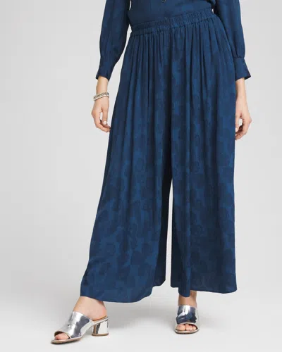 Chico's Petite Jacquard Culotte Wide-leg Pants In Seaport Size 16p/18p |