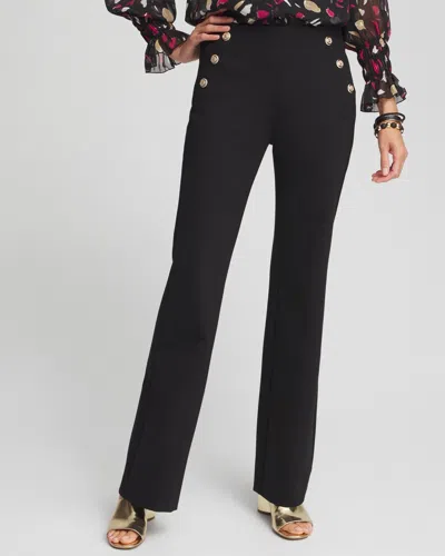 Chico's Petite Juliet Ponte Button Detail Flare Pants In Black Size 12p/14p |