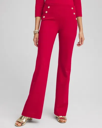 Chico's Petite Juliet Ponte Button Detail Flare Pants In Red Size 14p |  In Red Allure