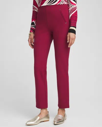 Chico's Petite Juliet Ponte Trim Detail Ankle Pants In Berry Compote Size 14p |