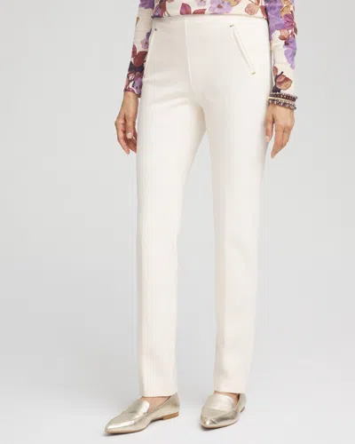 Chico's Petite Juliet Ponte Trim Detail Pants In English Cream Size 16p/18p |