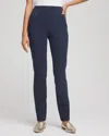 Chico's Petite Juliet Slim Trim Detail Pants In Blue