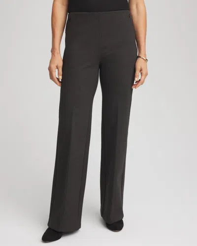 Chico's Petite Juliet Wide Full-length Ponte Pants In Gray In Black