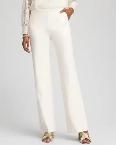 Chico's Petite Juliet Wide-leg Ponte Pants In Cream In White
