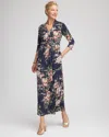 Chico's Petite Knit Pleated Maxi Dress In Blue