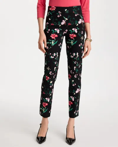 Chico's Petite Kyoto Bloom Brigitte Slim Ankle Pants In Black