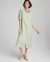 Shop Chico's Petite Linen Embellished Midi Shirt Dress In Moroccan Mint Size 4p/6p |