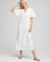 Shop Chico's Petite Linen V-neck Cutout Maxi Dress In White Size 12p/14p |  In Alabaster