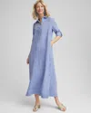 Chico's Petite Maxi Linen V-neck Shirtdress In Blue Size 16p/18p |  In Blue Veil