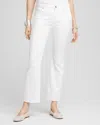 Chico's Petite No Stain Girlfriend Fray Hem Kick Flare Jeans In White Size 16p/18p |  In Alabaster